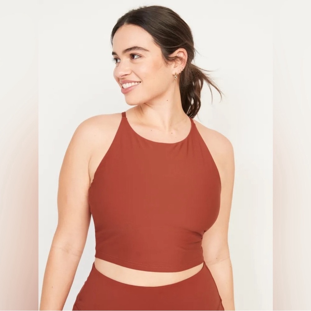 Old Navy Active PowerSoft Long Line Light Support Sports l Bra Cherry Blossom